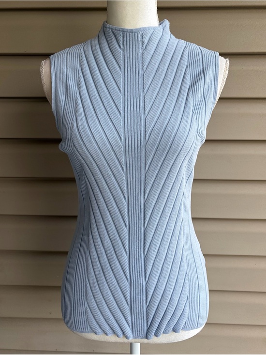 eva mendes for New York & Company Sweaters - •Eva Mendes• Ice Blue Ribbed Mock Neck Sleeveless Sweater - Size Small